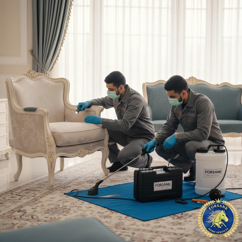 فني مكافحة بق الفراش يقوم بفحص ومعالجة المراتب في الخبر بأحدث التقنيات