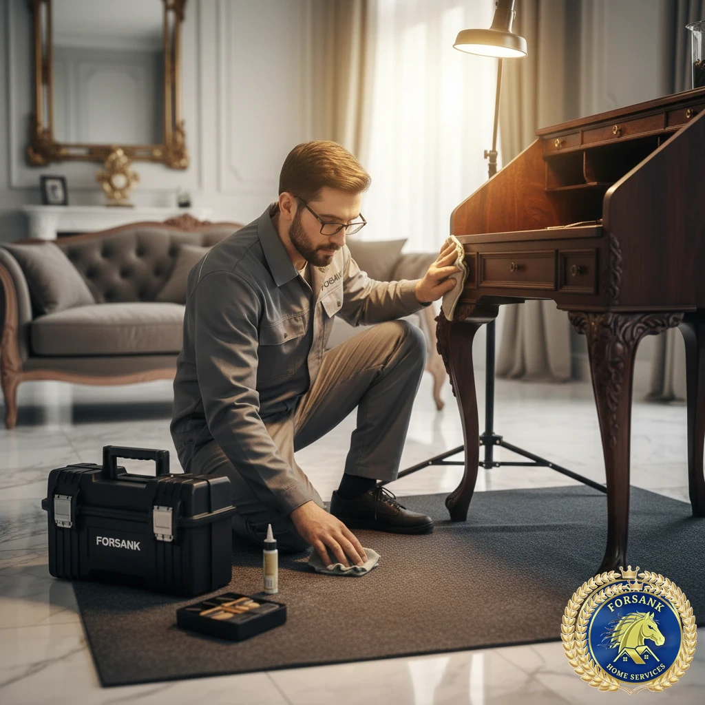 فني يقوم بصيانة وترميم كرسي خشبي قديم وإعادته كالجديد في الظهران