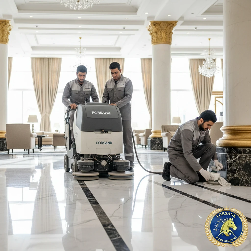 جلي وتلميع رخام فاخر في قصر بمنطقة الظهران